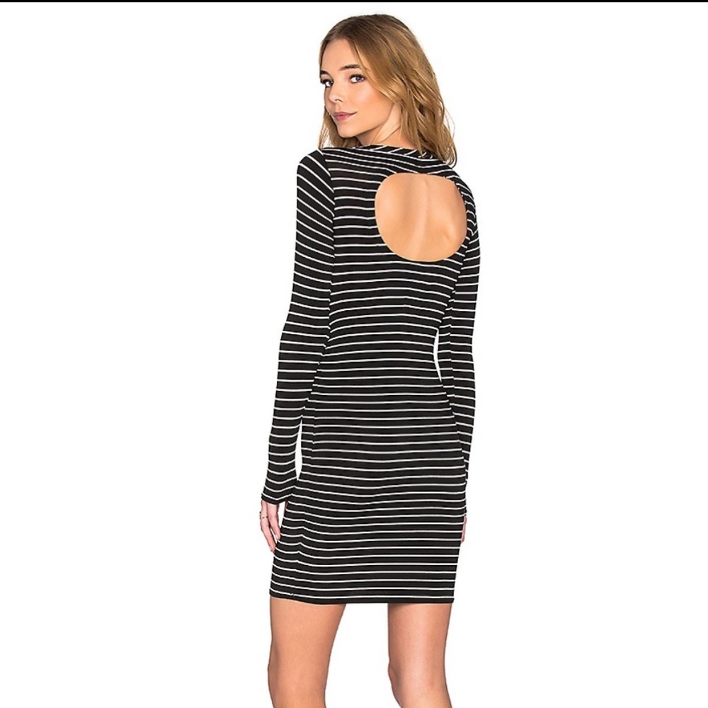 Chaser Striped Open Back Long Sleeve Dress